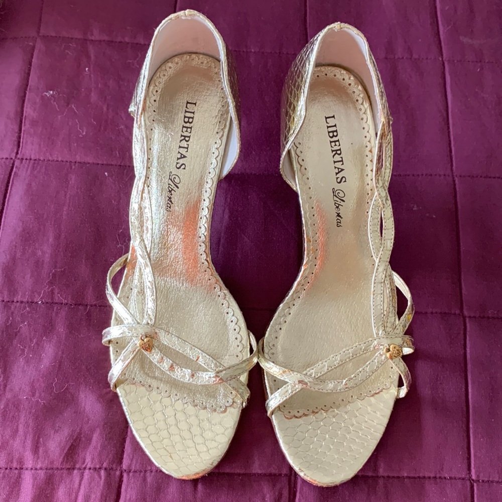 Libertas Gold D’Orsay sandals Sz 39